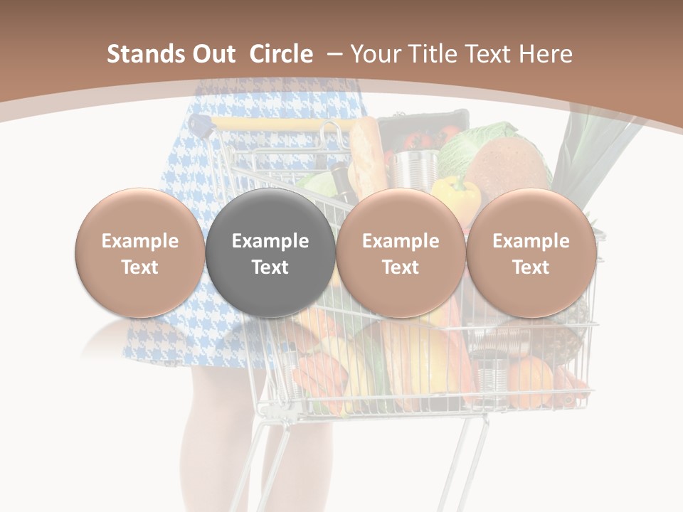 A Woman With A Shopping Cart Full Of Fruits And Vegetables PowerPoint Template