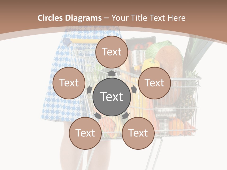 A Woman With A Shopping Cart Full Of Fruits And Vegetables PowerPoint Template