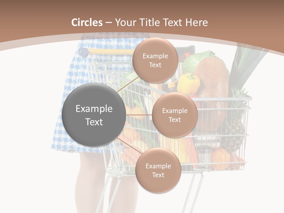 A Woman With A Shopping Cart Full Of Fruits And Vegetables PowerPoint Template