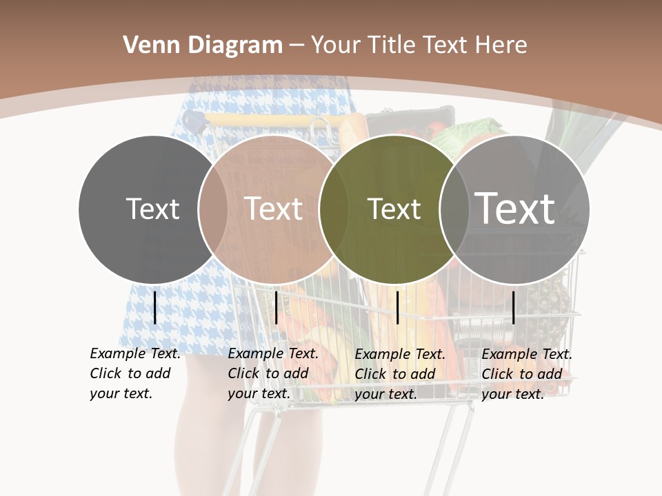 A Woman With A Shopping Cart Full Of Fruits And Vegetables PowerPoint Template