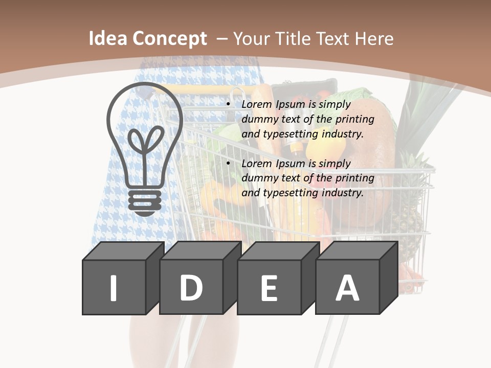 A Woman With A Shopping Cart Full Of Fruits And Vegetables PowerPoint Template