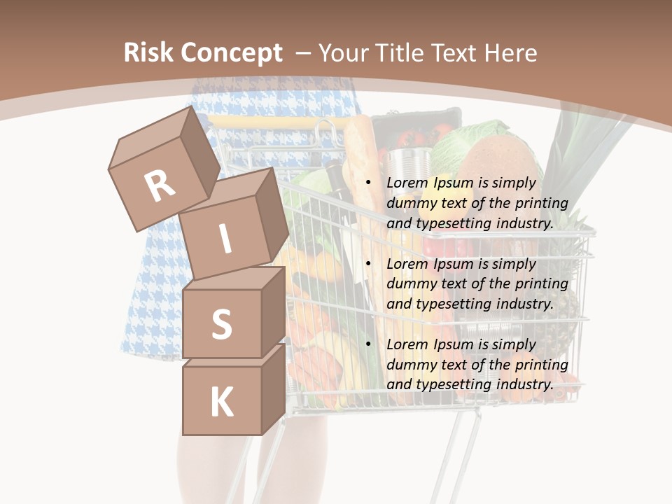 A Woman With A Shopping Cart Full Of Fruits And Vegetables PowerPoint Template