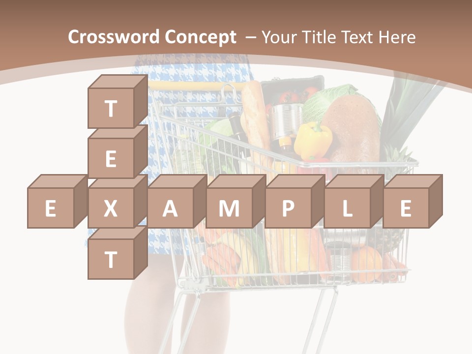 A Woman With A Shopping Cart Full Of Fruits And Vegetables PowerPoint Template