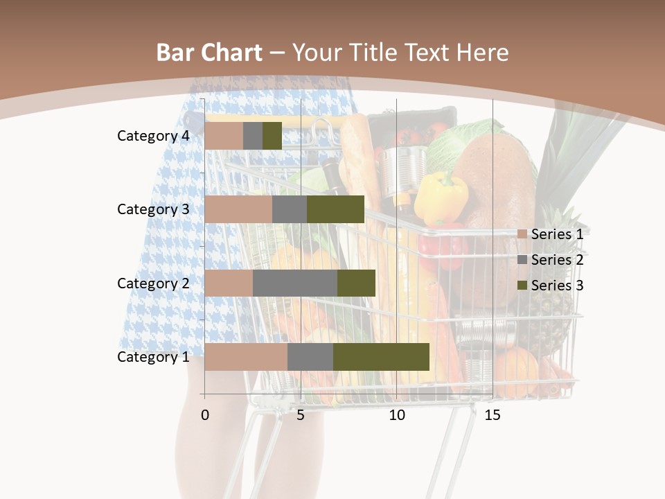 A Woman With A Shopping Cart Full Of Fruits And Vegetables PowerPoint Template