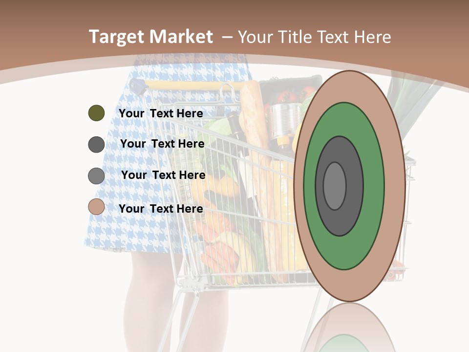 A Woman With A Shopping Cart Full Of Fruits And Vegetables PowerPoint Template