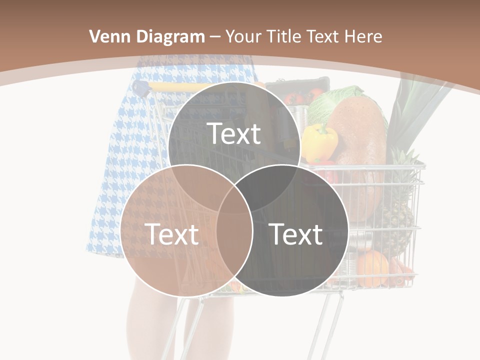 A Woman With A Shopping Cart Full Of Fruits And Vegetables PowerPoint Template