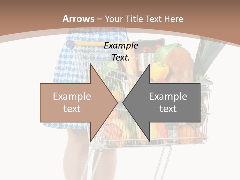 A Woman With A Shopping Cart Full Of Fruits And Vegetables PowerPoint Template