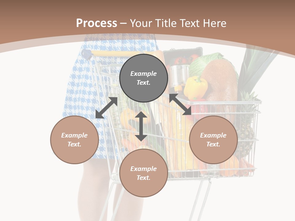 A Woman With A Shopping Cart Full Of Fruits And Vegetables PowerPoint Template