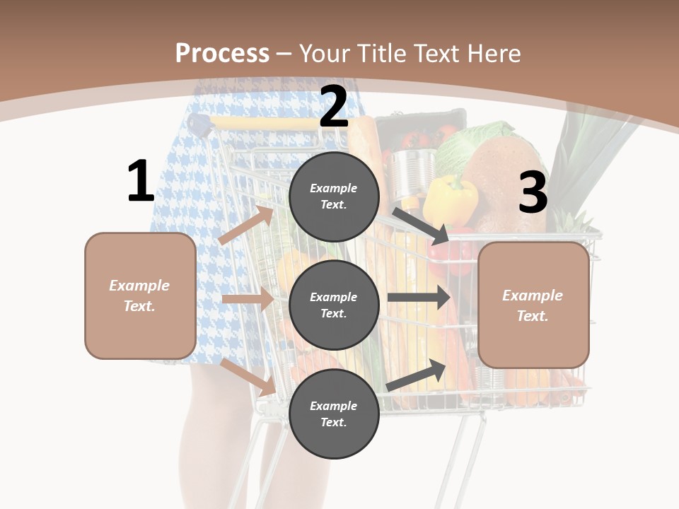 A Woman With A Shopping Cart Full Of Fruits And Vegetables PowerPoint Template