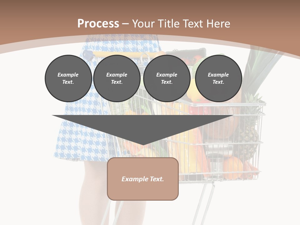 A Woman With A Shopping Cart Full Of Fruits And Vegetables PowerPoint Template
