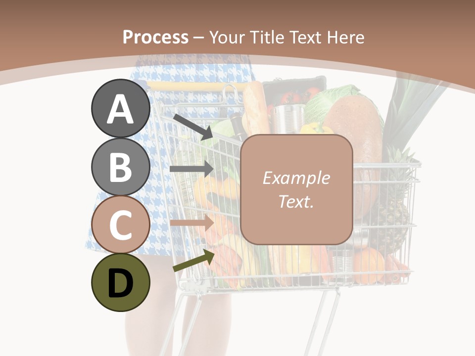 A Woman With A Shopping Cart Full Of Fruits And Vegetables PowerPoint Template