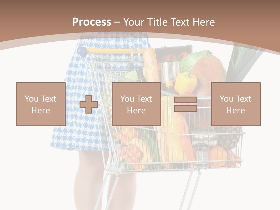 A Woman With A Shopping Cart Full Of Fruits And Vegetables PowerPoint Template