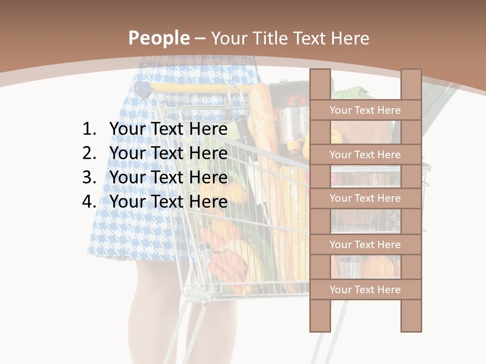 A Woman With A Shopping Cart Full Of Fruits And Vegetables PowerPoint Template