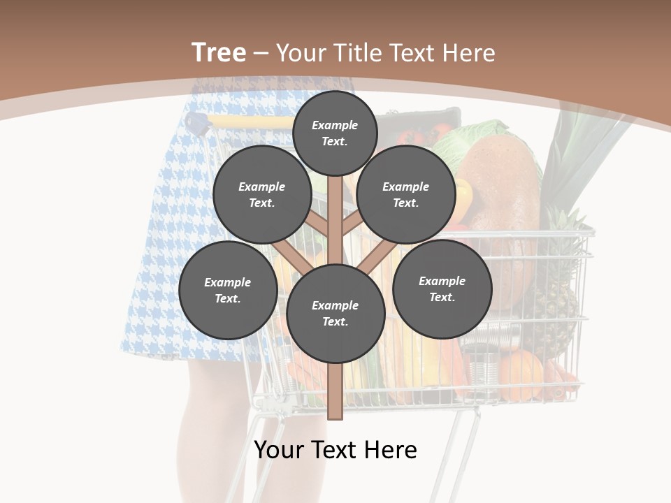 A Woman With A Shopping Cart Full Of Fruits And Vegetables PowerPoint Template