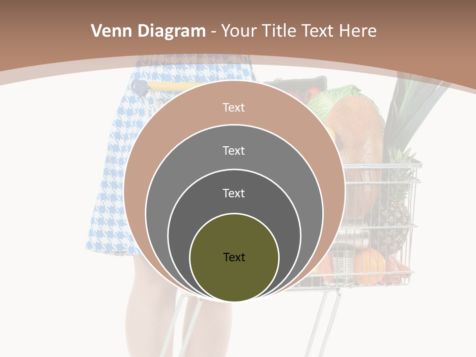 A Woman With A Shopping Cart Full Of Fruits And Vegetables PowerPoint Template