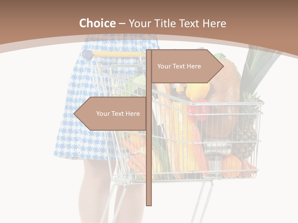 A Woman With A Shopping Cart Full Of Fruits And Vegetables PowerPoint Template