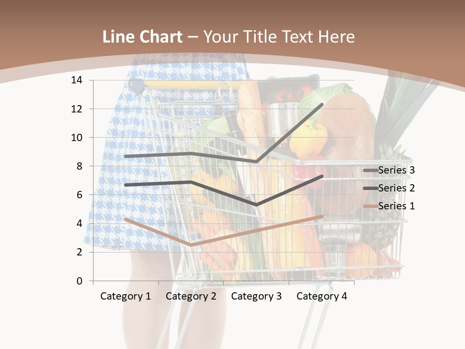 A Woman With A Shopping Cart Full Of Fruits And Vegetables PowerPoint Template