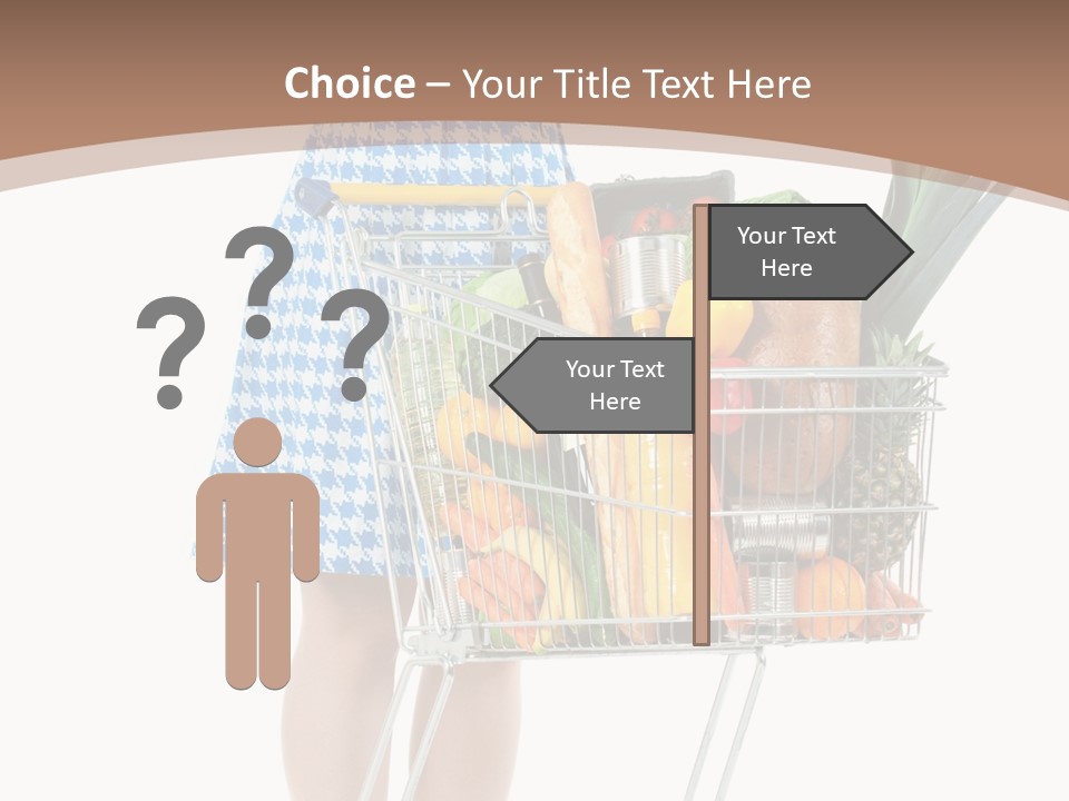 A Woman With A Shopping Cart Full Of Fruits And Vegetables PowerPoint Template