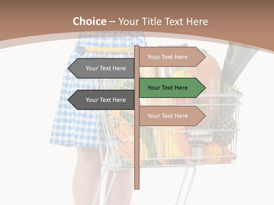 A Woman With A Shopping Cart Full Of Fruits And Vegetables PowerPoint Template