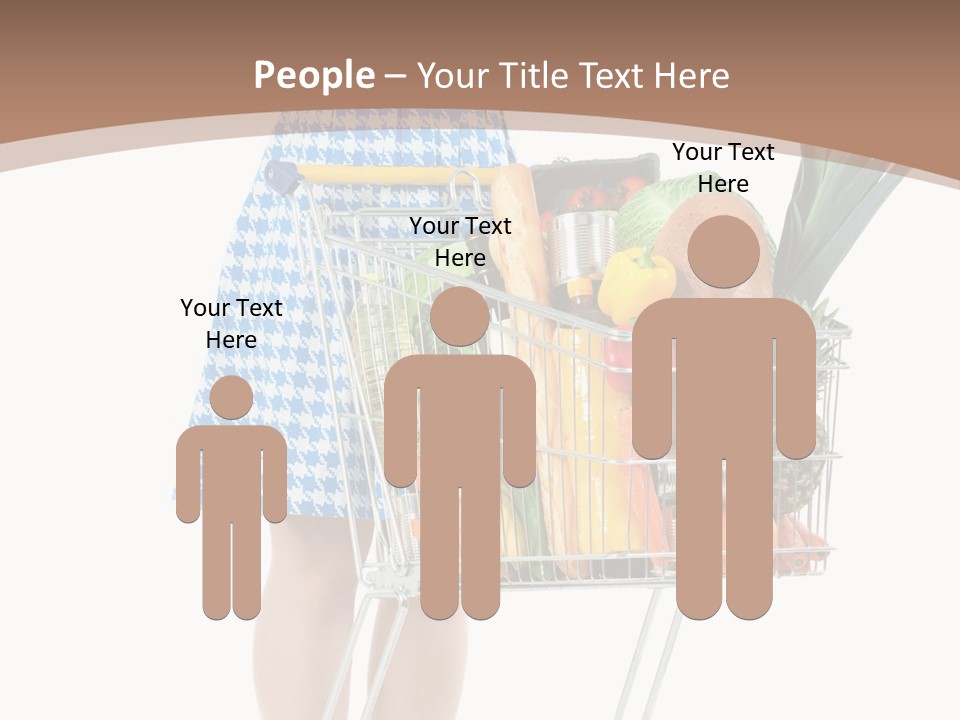 A Woman With A Shopping Cart Full Of Fruits And Vegetables PowerPoint Template