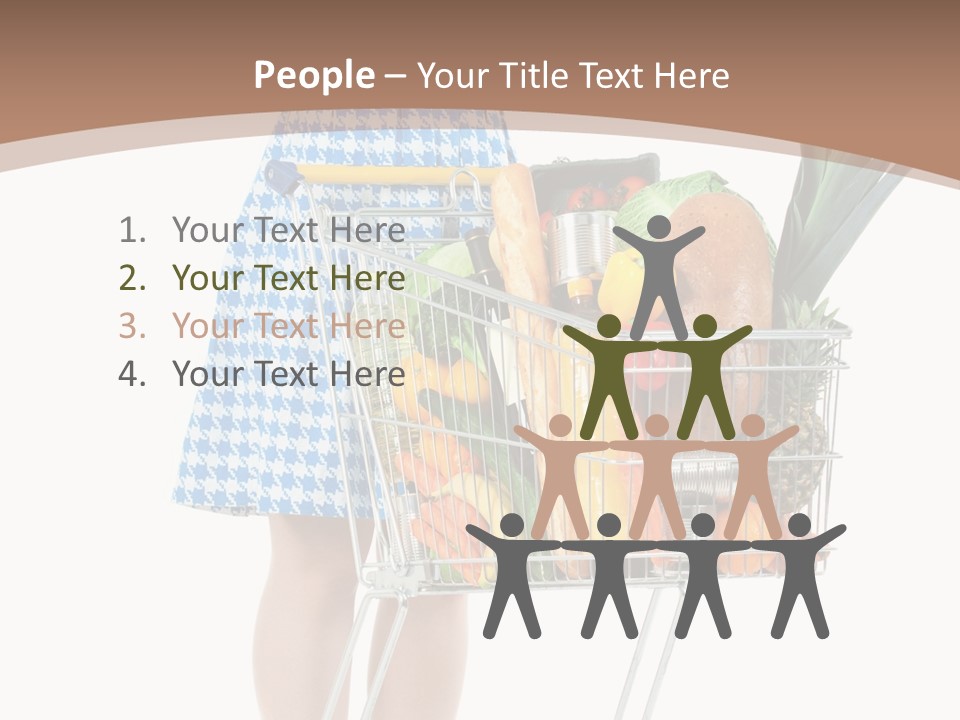 A Woman With A Shopping Cart Full Of Fruits And Vegetables PowerPoint Template