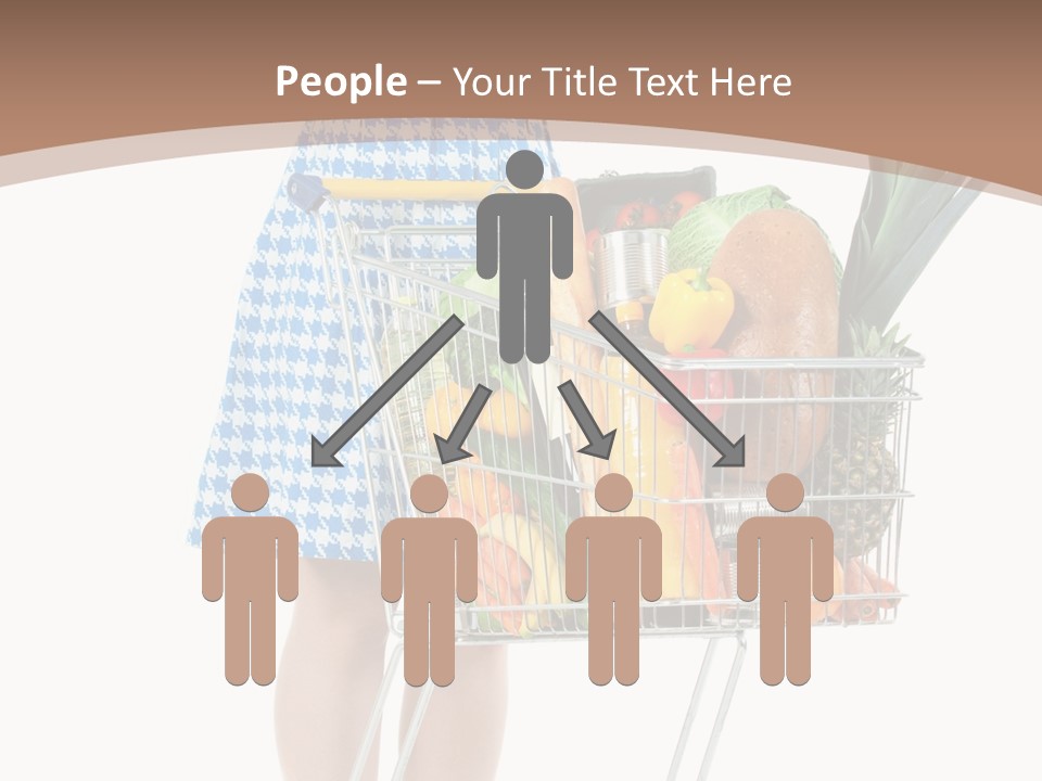 A Woman With A Shopping Cart Full Of Fruits And Vegetables PowerPoint Template