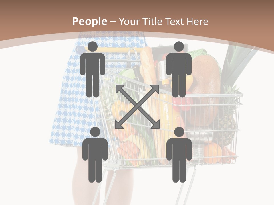 A Woman With A Shopping Cart Full Of Fruits And Vegetables PowerPoint Template