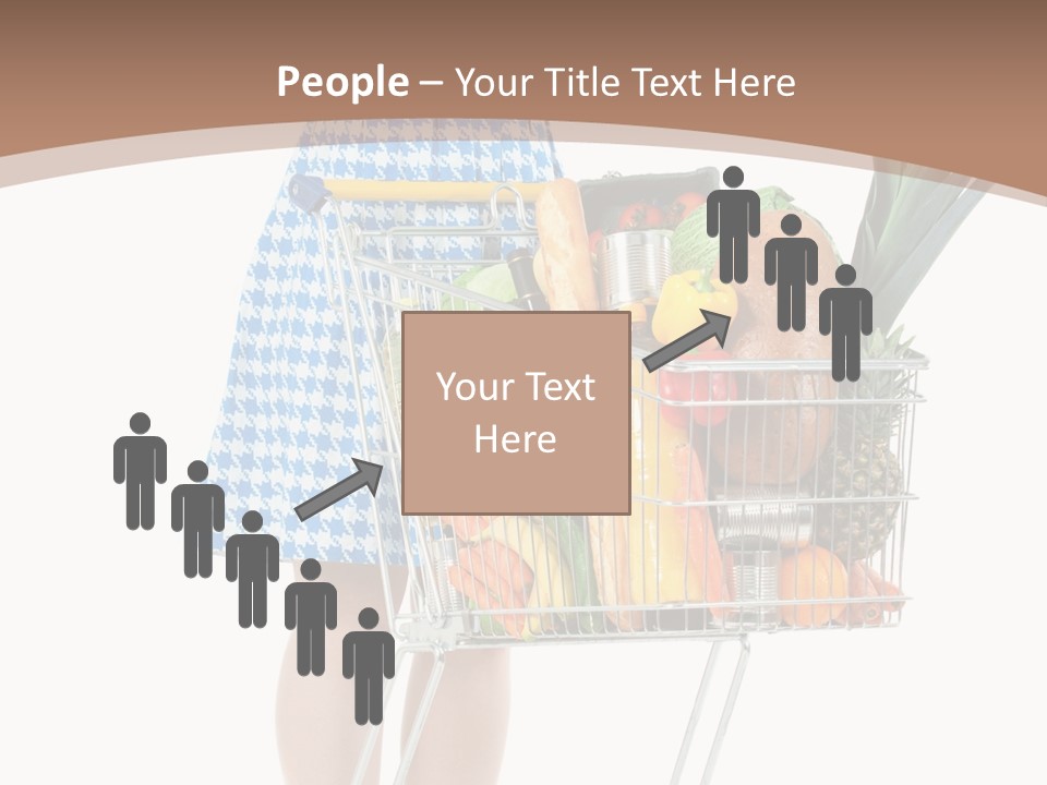 A Woman With A Shopping Cart Full Of Fruits And Vegetables PowerPoint Template