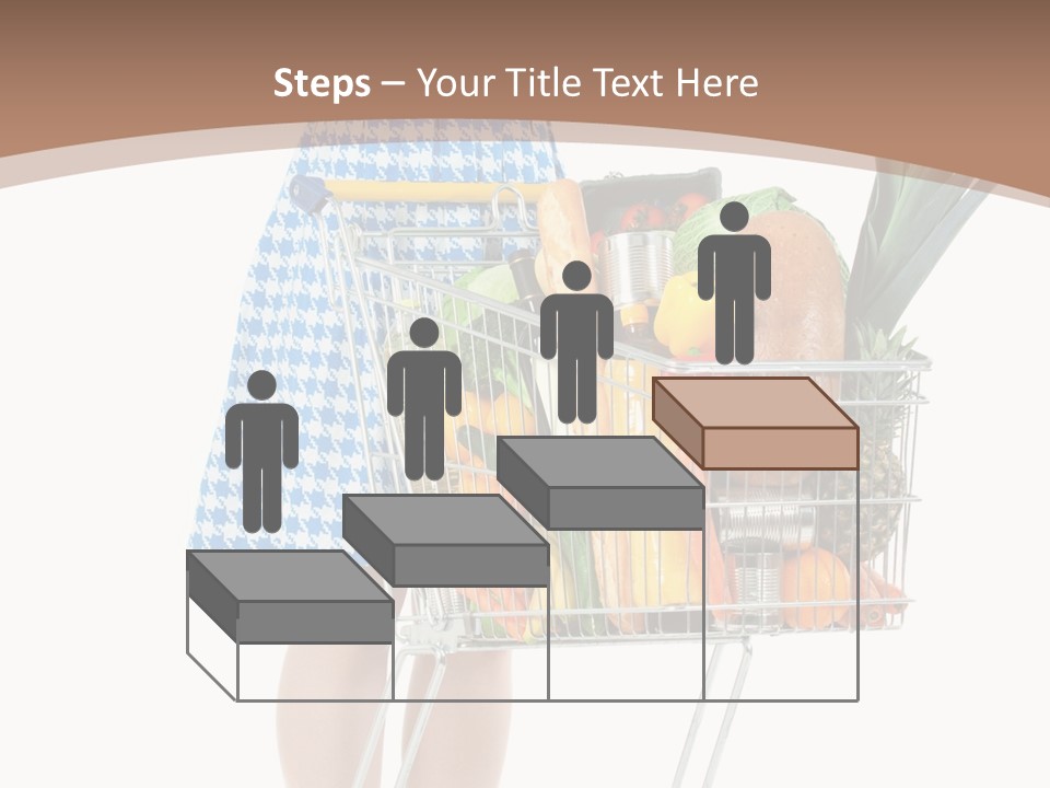 A Woman With A Shopping Cart Full Of Fruits And Vegetables PowerPoint Template