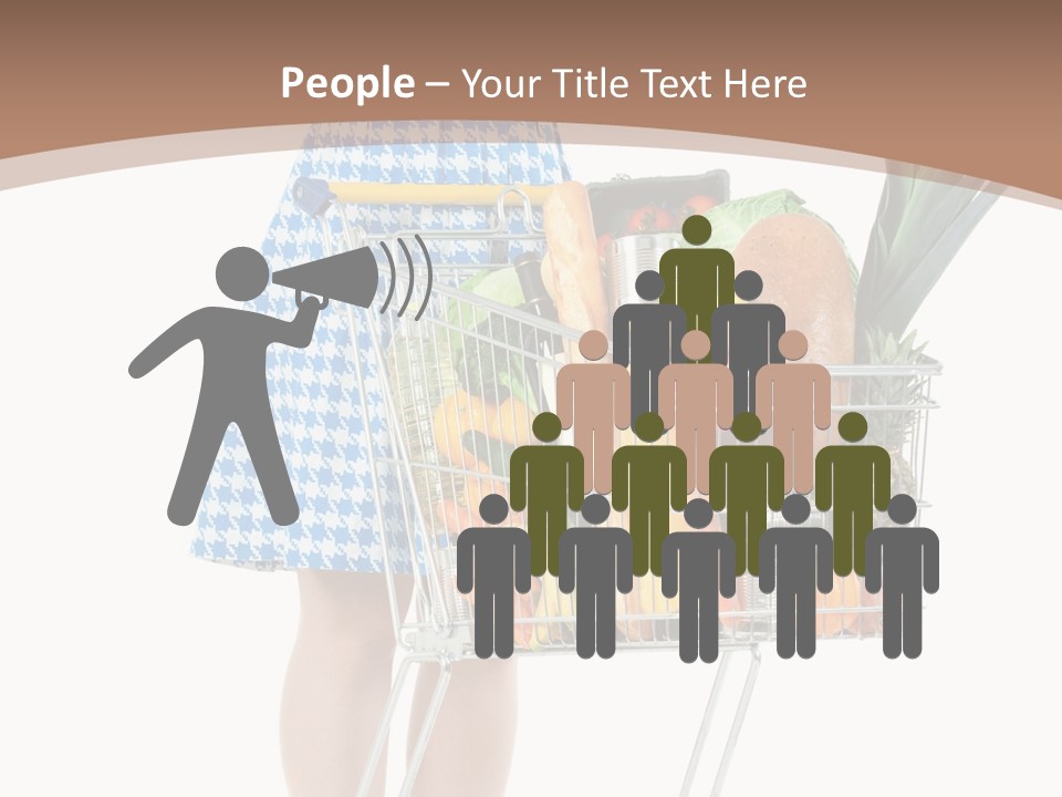 A Woman With A Shopping Cart Full Of Fruits And Vegetables PowerPoint Template