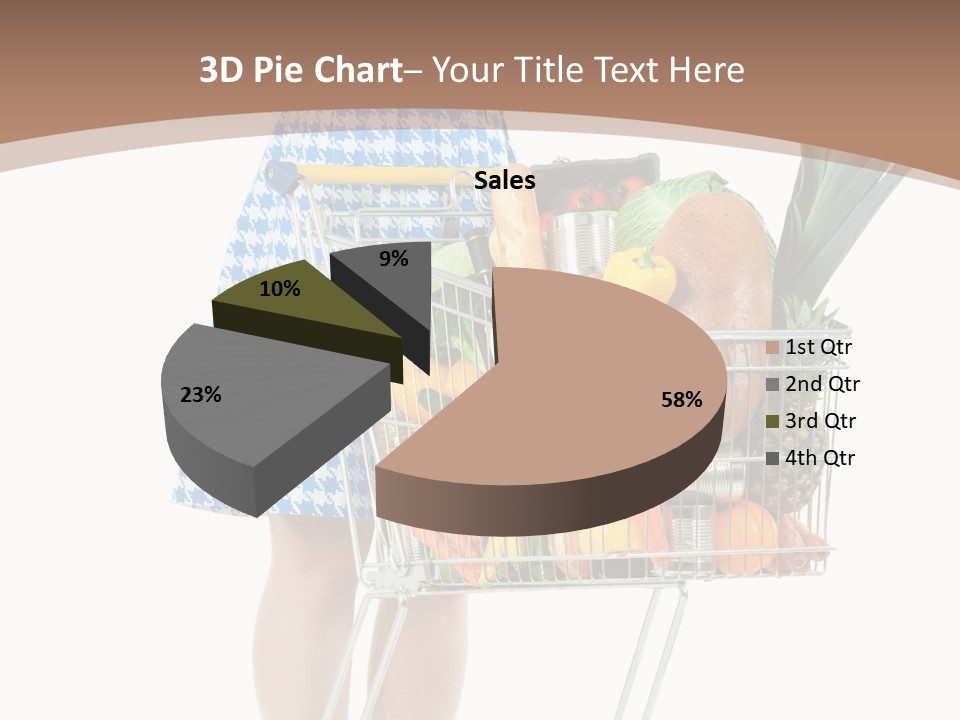 A Woman With A Shopping Cart Full Of Fruits And Vegetables PowerPoint Template