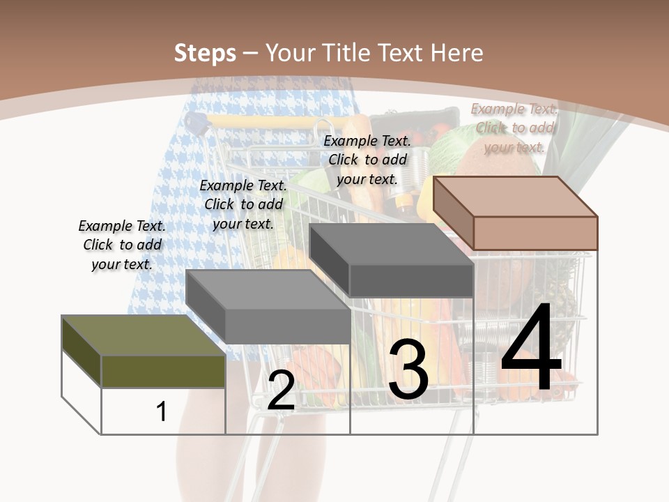 A Woman With A Shopping Cart Full Of Fruits And Vegetables PowerPoint Template