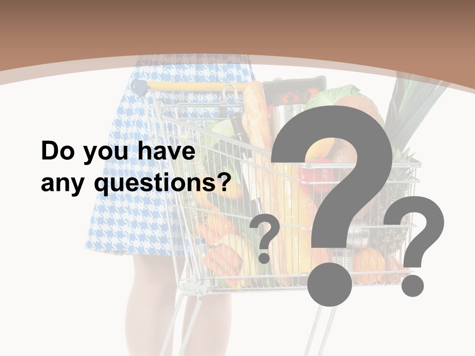 A Woman With A Shopping Cart Full Of Fruits And Vegetables PowerPoint Template