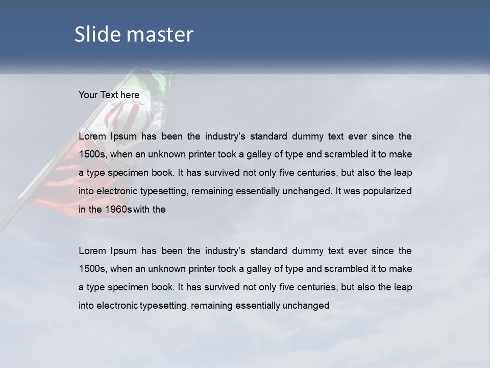 A Flag Flying In The Air With A Blue Sky In The Background PowerPoint Template