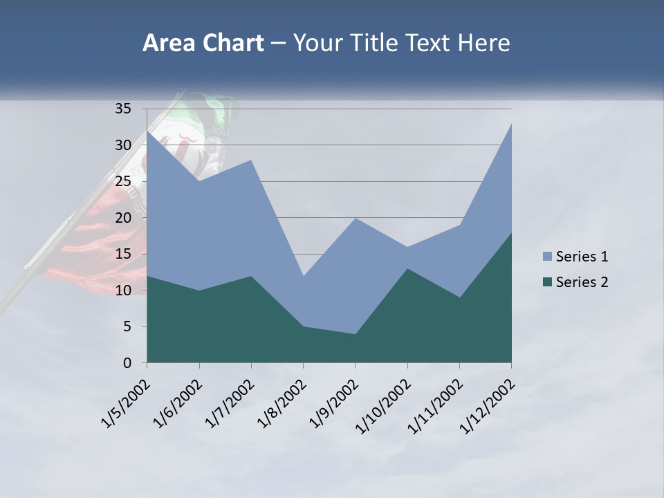 A Flag Flying In The Air With A Blue Sky In The Background PowerPoint Template