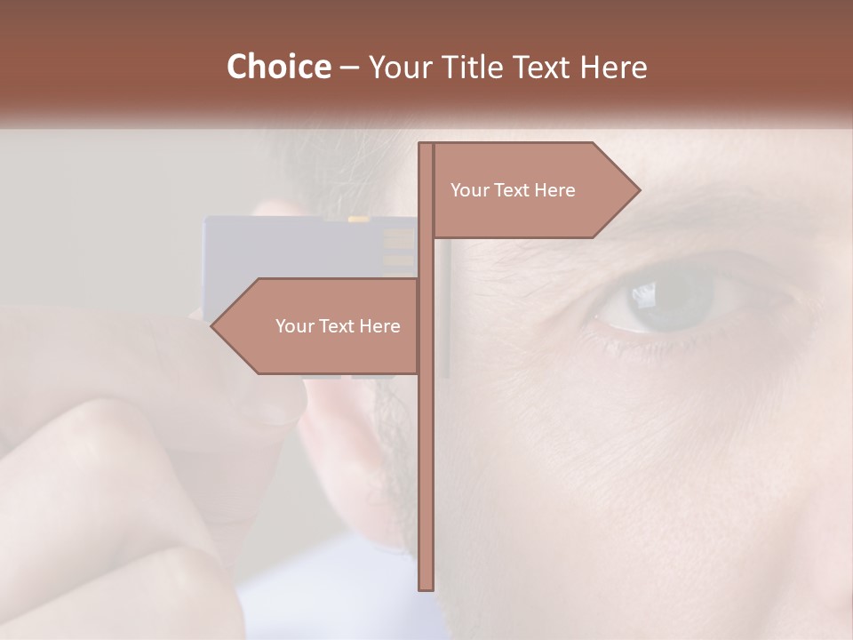 A Man Holding Up A Chip To His Eye PowerPoint Template