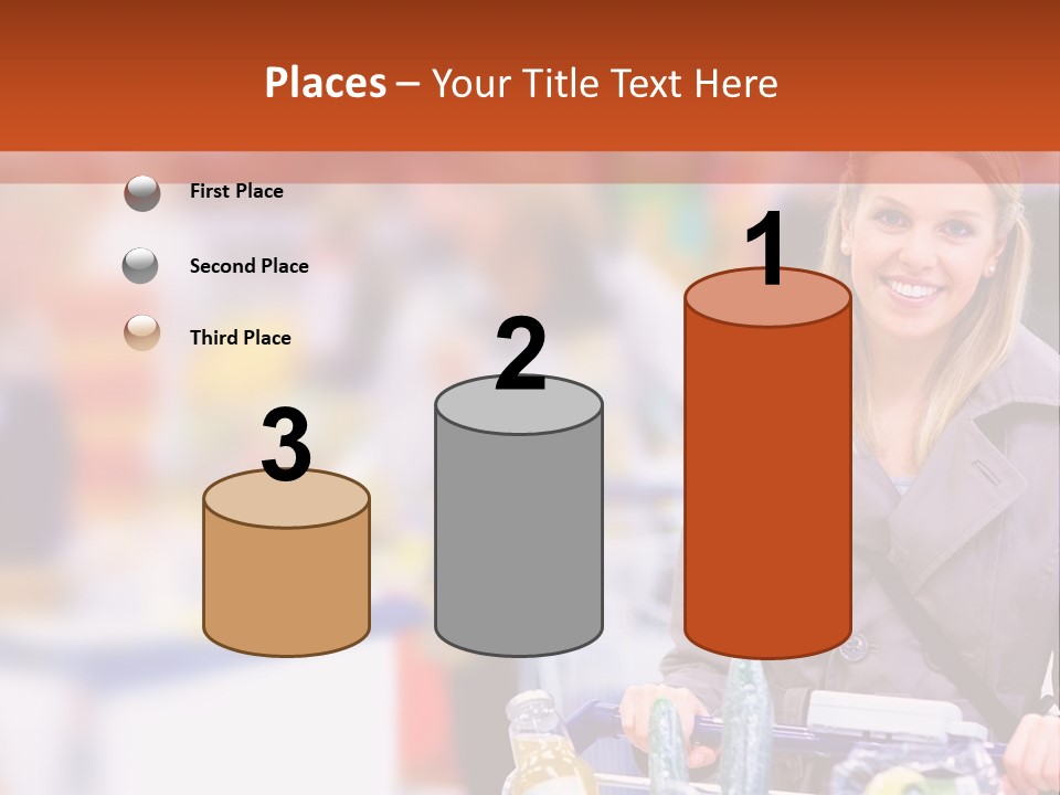 A Woman Standing In A Store With A Shopping Cart PowerPoint Template