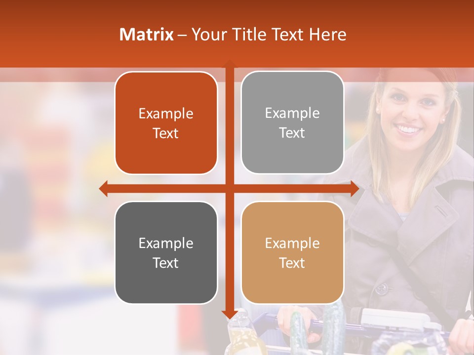 A Woman Standing In A Store With A Shopping Cart PowerPoint Template