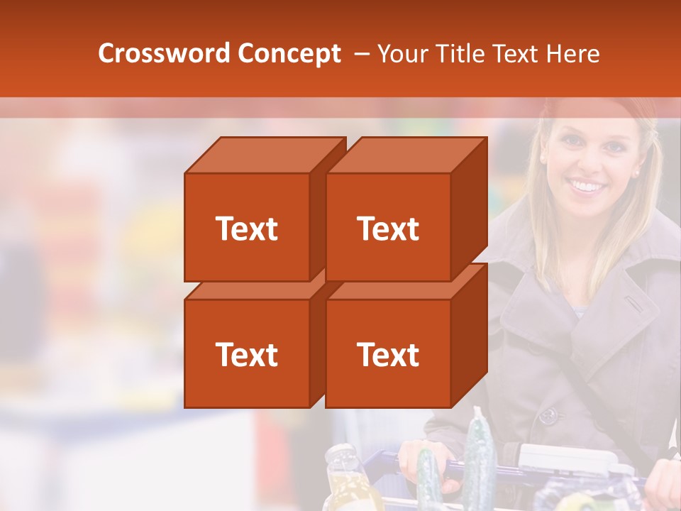 A Woman Standing In A Store With A Shopping Cart PowerPoint Template
