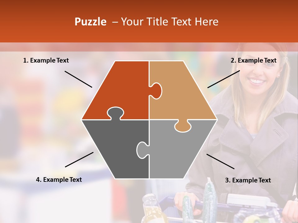 A Woman Standing In A Store With A Shopping Cart PowerPoint Template