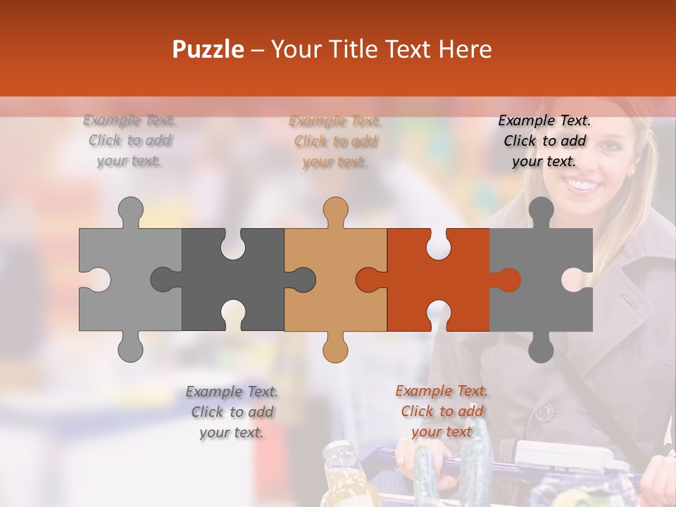 A Woman Standing In A Store With A Shopping Cart PowerPoint Template