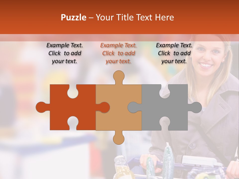 A Woman Standing In A Store With A Shopping Cart PowerPoint Template