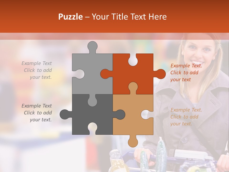 A Woman Standing In A Store With A Shopping Cart PowerPoint Template