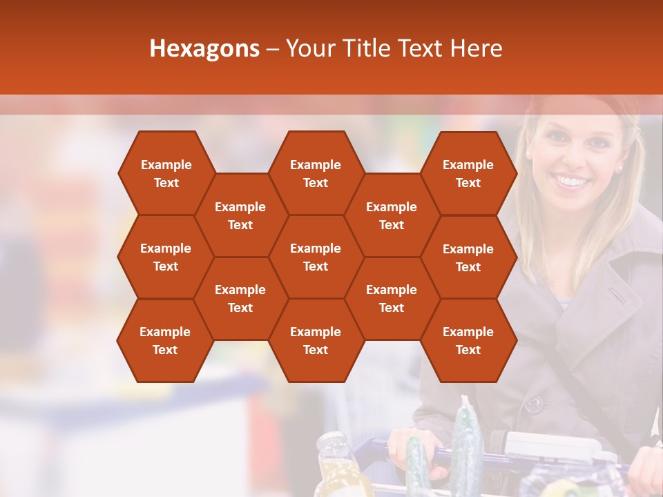 A Woman Standing In A Store With A Shopping Cart PowerPoint Template