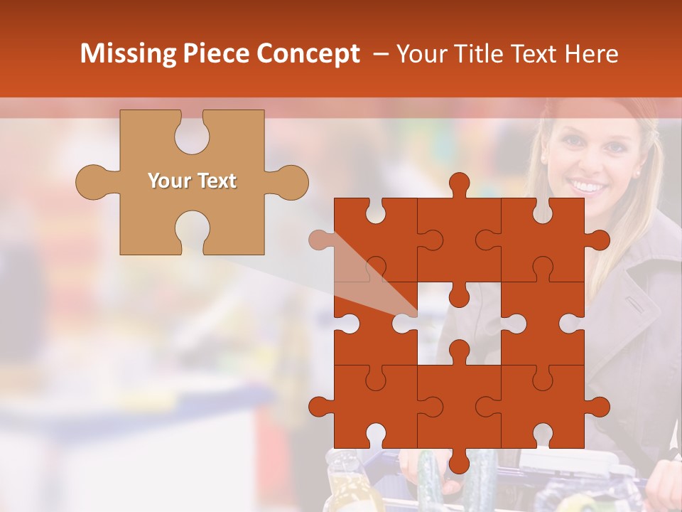 A Woman Standing In A Store With A Shopping Cart PowerPoint Template