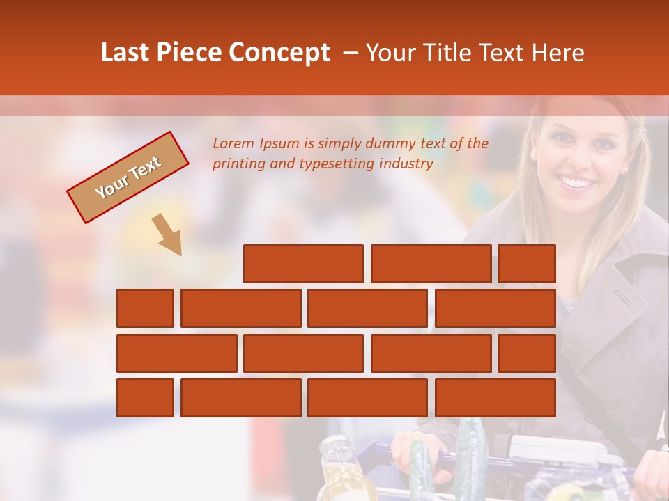 A Woman Standing In A Store With A Shopping Cart PowerPoint Template