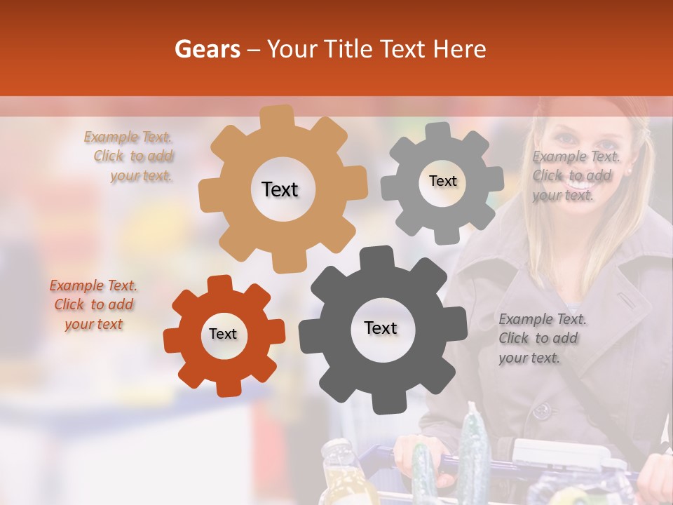 A Woman Standing In A Store With A Shopping Cart PowerPoint Template