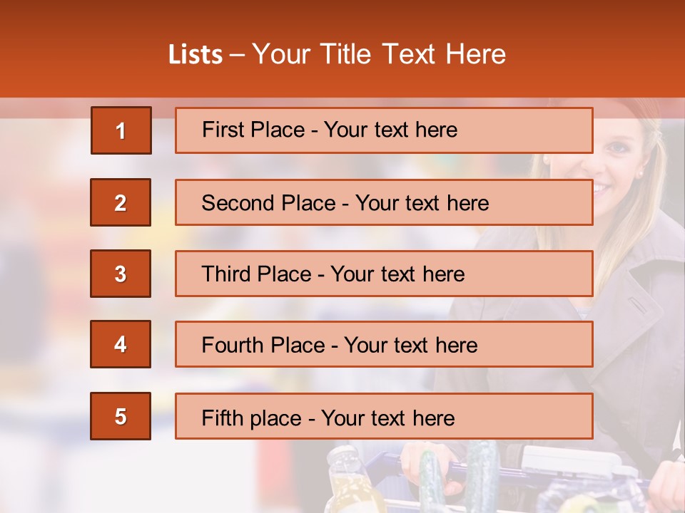 A Woman Standing In A Store With A Shopping Cart PowerPoint Template