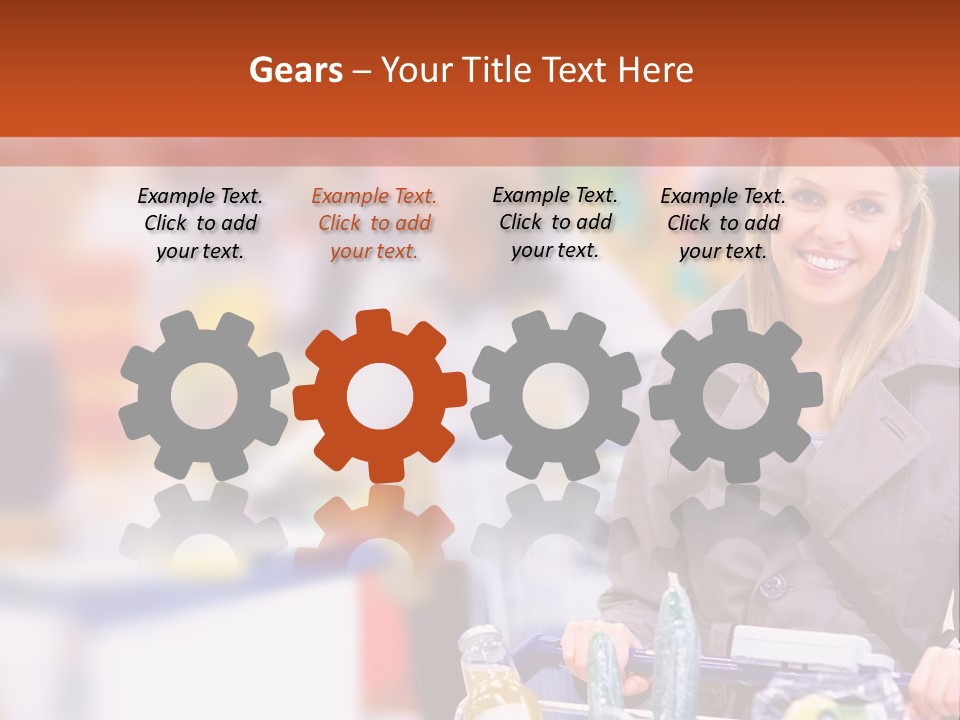 A Woman Standing In A Store With A Shopping Cart PowerPoint Template