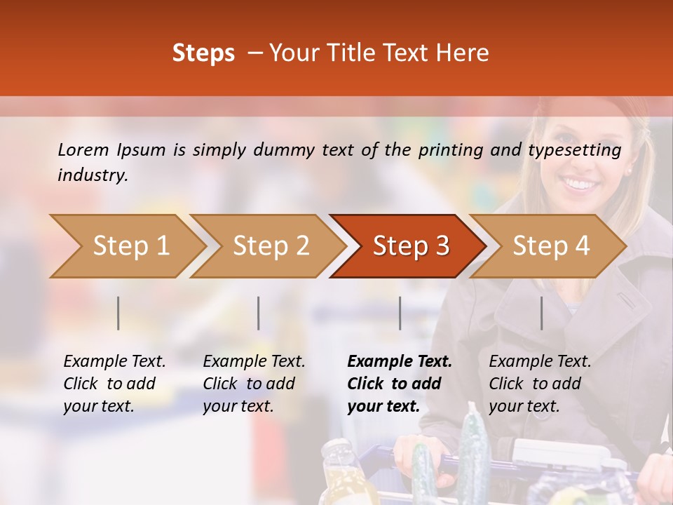 A Woman Standing In A Store With A Shopping Cart PowerPoint Template